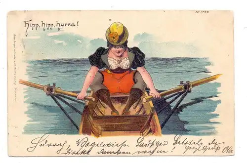 SPORT - RUDERN / rowing, Humor Künstler-Karte Bürger & Ottillie, 1900