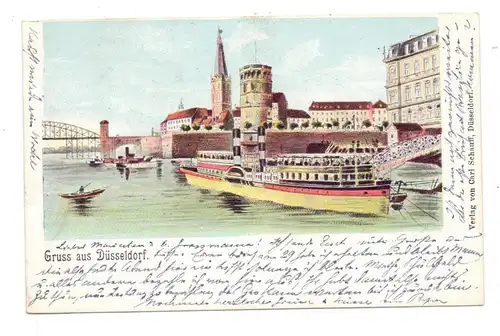 4000 DÜSSELDORF, Gruss aus... Litho, 1900, Köln - Düsseldorfer Dampfer