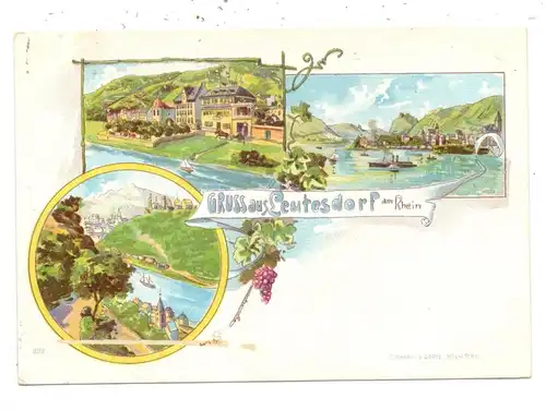 5462 BAD HÖNNINGEN - LEUTESDORF, Lithographie, Gruss aus...kleiner Streifen Oberfläche abgeschabt.