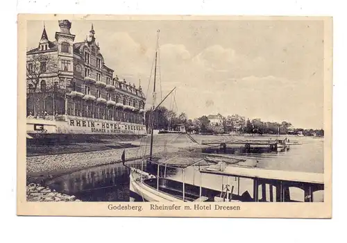 5300 BONN - BAD GODESBERG, Rheinufer am Hotel Dreesen, Schiffsanleger, 1920