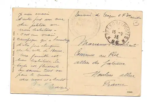 5205 SANKT AUGUSTIN - MENDEN, Ortsansicht 1923, franz. Militärpost