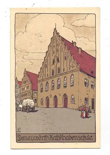 8850 DONAUWÖRTH, Knabenschule, Steindruck