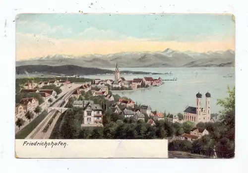 7990 FRIEDRICHSHAFEN, Panorama mit Bodensee & Alpen, 1908