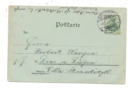 2982 NORDERNEY, Seesteg, Litographie, 1908, Mondschein-Karte