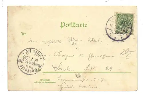 MONARCHIE DEUTSCHLAND, Lithographie, Kaiser Wilhelm, Müngstener Brücke, 1898