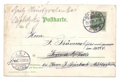 1000 BERLIN, Jungfern-Brücke, Alt Berlin, Künstler-Karte, 1901