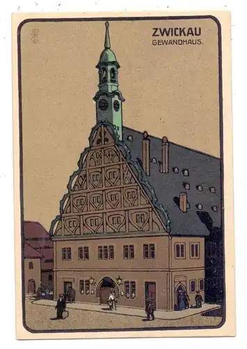 0-9540 ZWICKAU, Gewandhaus, Steindruck