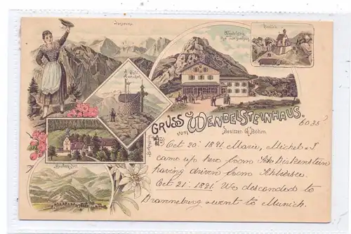 8163 BAYRISCHZELL, Wendelsteinhaus, 6-teilige Lithographie 1891, sehr frühe Karte