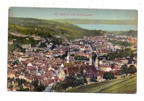 CH 9000 SANKT GALLEN SG, Ortsansicht mit Bodensee, 1910