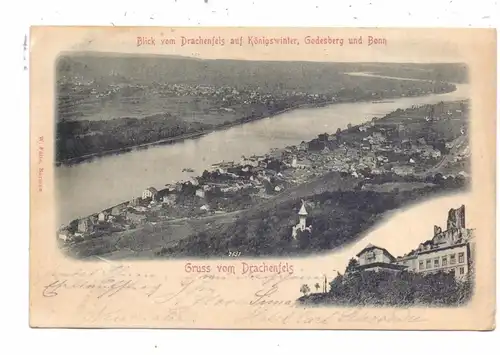 5330 KÖNIGSWINTER, Drachenfelshotel, Panoramablick, 1899