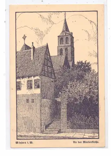 4950 MINDEN, An der Marienkirche, Künstler-Karte 1914 Wedepohl