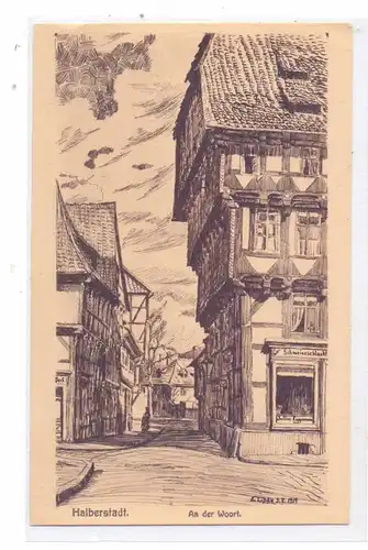 0-3600 HALBERSTADT, An der Woort, Künstler-Karte A.Lipke