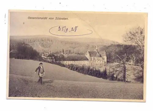 5238 HACHENBURG - MARIENSTATT, Cistercienserabtei, Ansicht von Südosten, sähender Bauer, 1928