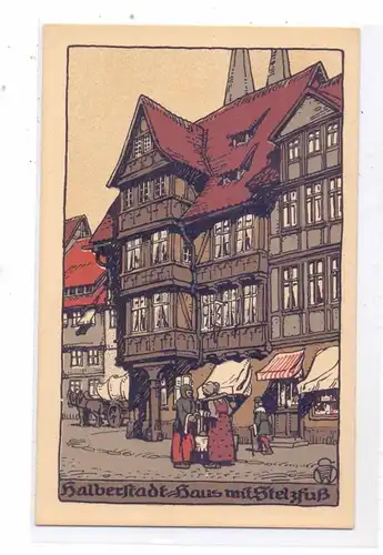 0-3600 HALBERSTADT, Haus mit Stelzfuss, Steindruck