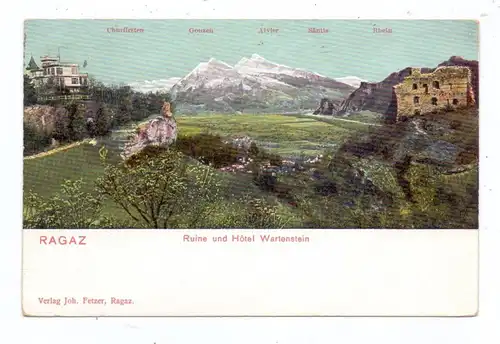 CH 7310 BAD RAGAZ AG, Ruine und Hotel Wachenstein, ca. 1905