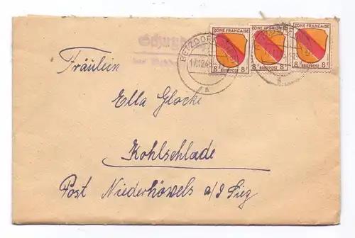 5244 DAADEN - SCHUTZBACH, Postgeschichte, Landpoststempel "Schutzbach über Betzdorf", 1946, Franz. Zone, Michel 4 (3)
