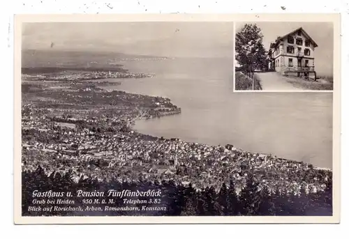 CH 9035 GRUB AR, Gasthaus Fünfländerblick, rücks. kl. Klebereste