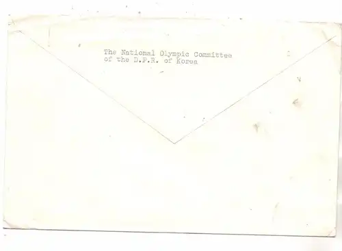 OLYMPIA 1972 MÜNCHEN, Briefumschlag des Olympischen Komitees Nordkoreas an Willy Daume, PYONGYANG T.P.
