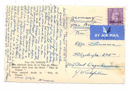 MOROCCO - TANGIER, 1953, SG # 263, postcard to Germany