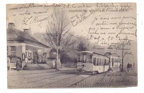 5300 BONN - BAD GODESBERG, Strassenbahn-Haltestelle nach Bonn, 1924, Tram