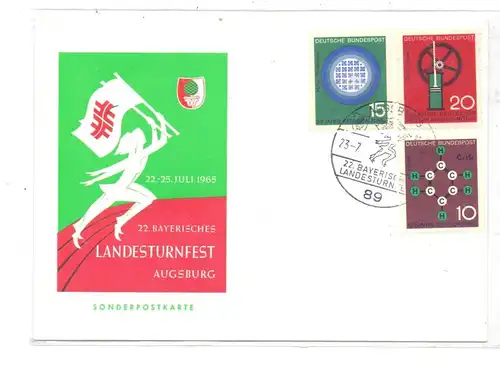 8900 AUGSBURG, 22. Bayerisches Landesturnfest 1965, Sonderpostkarte