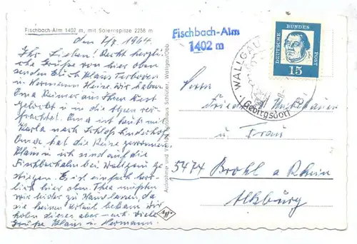 8109 WALLGAU, Fischbach-Alm, 1964