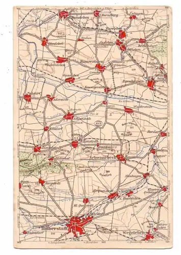 0-3600 HALBERSTADT, Schwanebeck, Hornhausen, Hamersleben, Dingelstedt / Umgebung, Landkarte