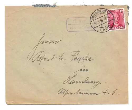 2124 AMELINGHAUSEN, Postgeschichte, Landpoststempel "Raven über Amelinghausen", 1936