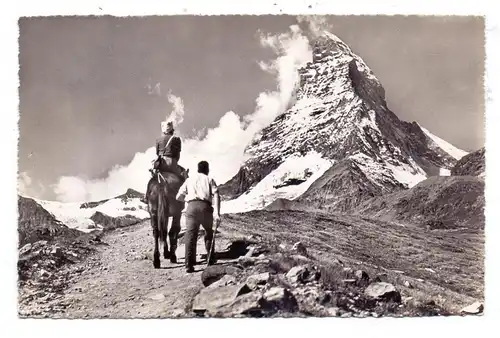 CH 3920 ZERMATT VS, auf dem Pferd zum Schwarzsee, 1954