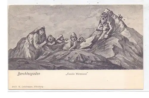 8240 BERCHTESGADEN, "Familie Watzmann" Berggesichter, Künstler-Karte, 1905