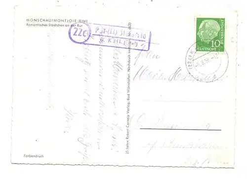 5370 KALL - STEINFELD, POSTGESCHICHTE, Landpoststempel "22c P St (II) Steinfeld ü. Kall (Eifel)", 1958