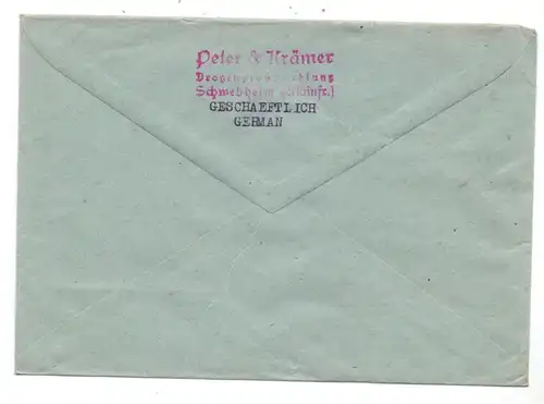8721 SCHWEBHEIM, POSTGESCHICHTE, Zulassungs-Vignette zum Briefverkehr, Fa. Peter & Krämer