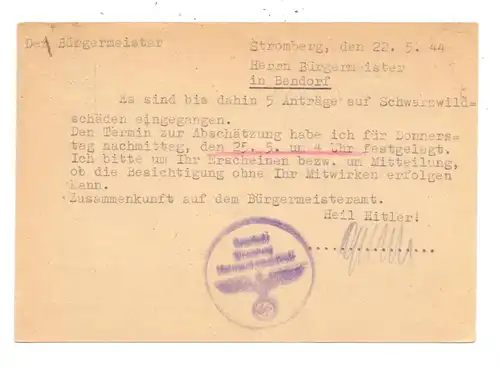 5413 BENDORF, POSTGESCHICHTE, Landpoststempel "Stromberg..., 1944