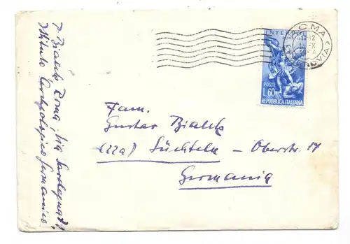 ITALIA, 1954, Unificato 745, 60 L. Interpol, Brief nach Deutschland