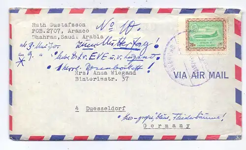 SAUDI - ARABIEN - 1970, Michel 260, 20 Pia Luftpost, Brief nach Deutschland mit Inhalt