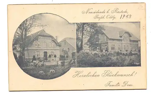 2903 RASTEDE - NEUSÜDENDE, Glückwunschkarte Baumschulen Deus, 1913, keine AK-Einteilung