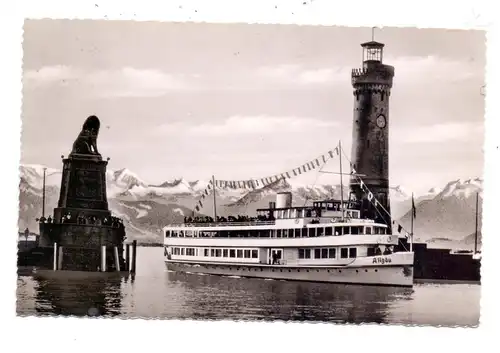 BINNENSCHIFFE - BODENSEE, MS "ALLGÄU", Hafen Lindau, 1958