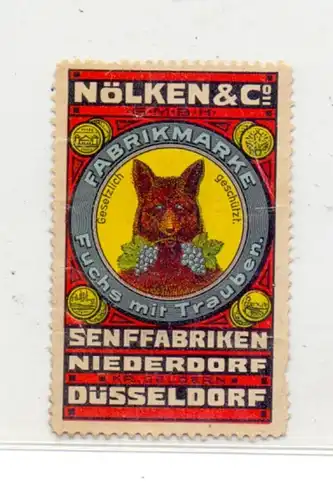 4000 DÜSSELDORF, NÖLKEN & Cie. Senffabrik, Werbe-Vignette "Fuchs mit Traube"