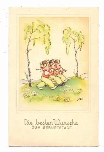 KINDER - Künstler-Karte, 3 Mädchen mit Flöten