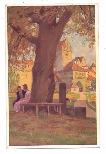 KÜNSTLER / ARTIST - PAUL HEY, "Am Brunnen vor dem Tore", Volkslieder Karte # 29, 1916, min. Druckstelle