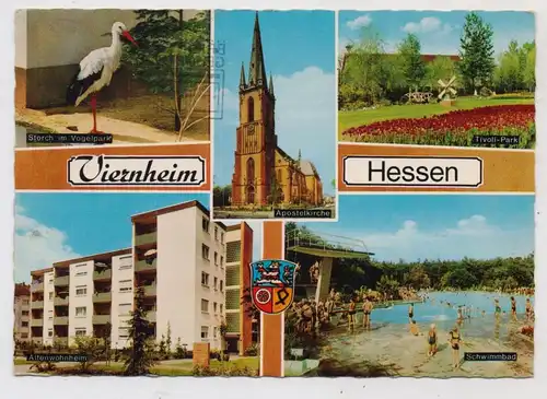 6806 VIERNHEIM, Vogelpark, Schwimmbad, Apostelkirche, Altenwohnheim, Tivoli-Park