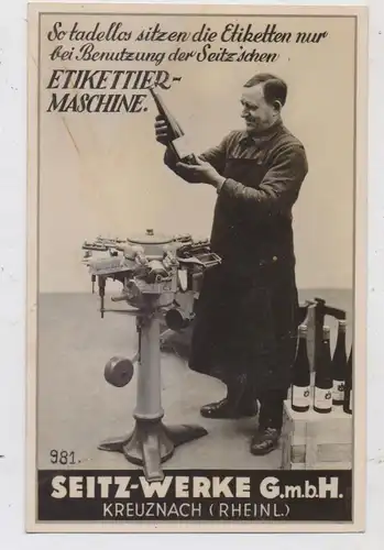 WEIN - Weinbau / VIN - Viticulture / WINE - Wine Growing, Etikettiermaschine Fa. Seitz - Bad Kreuznach, 1934