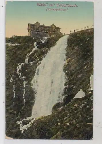 BÖHMEN & MÄHREN - SPINDLERMÜHLE / SPINDLERUV MLYN, Elbfallbaude und Elbfall, 1914, Ecken leicht berieben