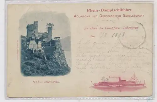 BINNENSCHIFFE - RHEIN, Köln - Düsseldorfer "LOHENGRIN", 1898 mit Schloß Rheinstein