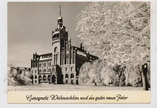 POMMERN - STOLP / SLUPSK, Stephanplatz mit Rathaus, Weihnachten / Neujahr, Nachkriegskarte