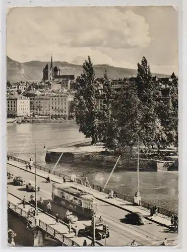 CH 1200 GENF / GENEVE GE, Pont du Mont-Blanc, Tram / Strassenbahn, Oldtimer