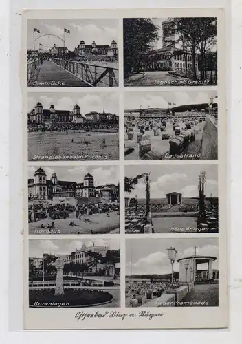 0-2337 BINZ / Rügen, Kuranlagen - Uhrturm, Kurhaus, Seebrücke - NS-Beflaggung....