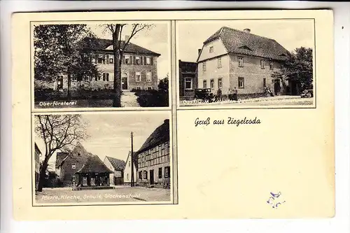 0-4240 QUERFURT - ZIEGELRODA, Oberförsterei, Gasthaus "Zur guten Quelle", Kirche, Schule...1940, Feldpost, Landpost-Stem