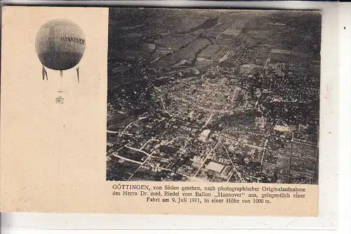 3400 GÖTTINGEN, Ballon "Hannover", Luftaufnahme, 1911