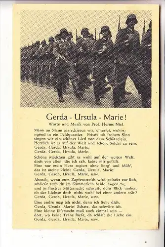 MILITÄR - UNIFORM, Wehrmacht, Lieder-Karte "Gerda-Ursula-Marie !!